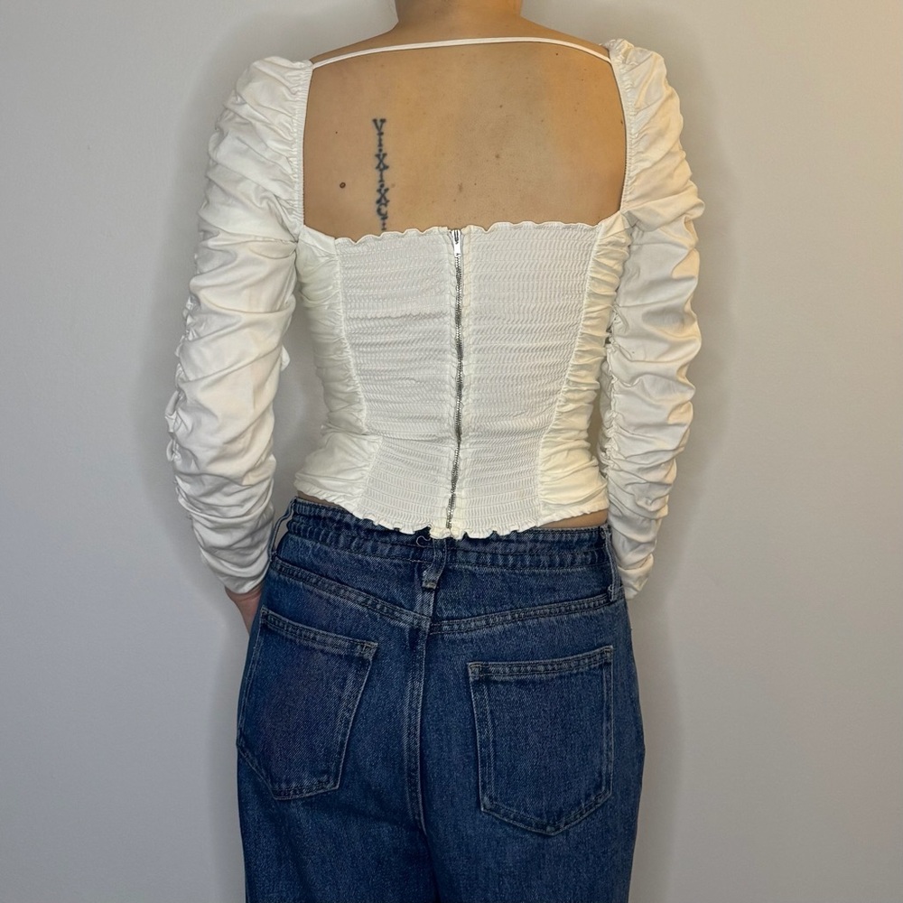 Reformation White Ruched Top - Picture 2 of 6